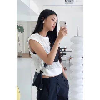 Sheer Cropped Sweater Vest