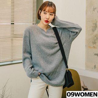 Tall Size Notched-neck Napped T-shirt
