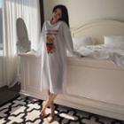 Bear-printed Midi T-shirt Dress