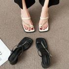 Toe-loop Chain Chunky Heel Slide Sandals