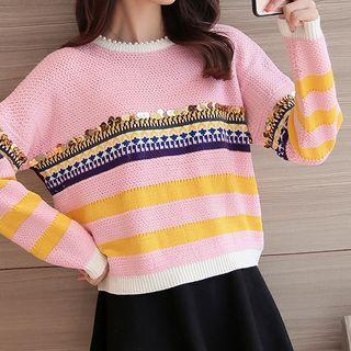 Patterned Sequined Knit Top