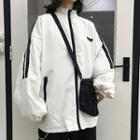 Two-tone Embroidered Striped Zip Jacket
