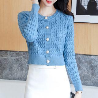 Long-sleeve Cropped Knit Sweater Cardigan