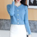 Long-sleeve Cropped Knit Sweater Cardigan