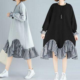 Plaid-panel Sweatshirt Dress