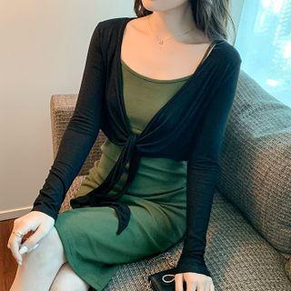 Long-sleeve Tie-front Shrug