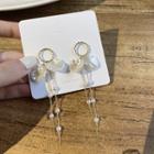 Faux Pearl Petal Fringed Earring 1 Pair - Silver Needle - One Size