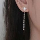 Rhinestone Star Dangle Earring 1 Pair - With Earring Back - Silver - One Size
