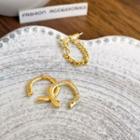Set: Rhinestone Ear Cuff + Ear Cuff + Chain Stud Earring Set - Gold - One Size