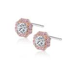 Sterling Silver Simple Stunning Geometric Stud Earrings With Cubic Zirconia Silver - One Size