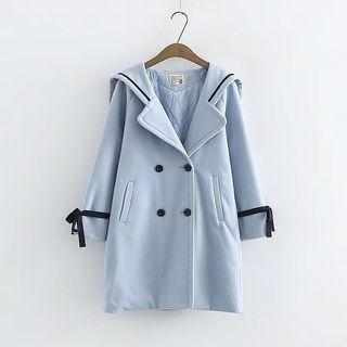 Double-buttoned Sailor Collar Woolen Coat