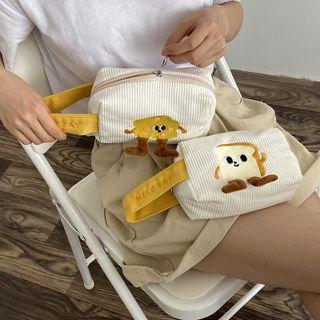 Embroidered Corduroy Pouch