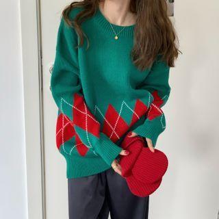 Two Tone Argyle Sweater