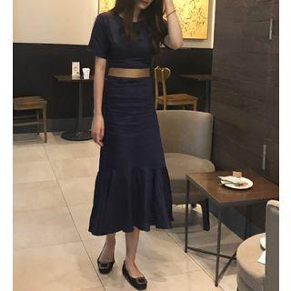 Short-sleeve Midi Mermaid A-line Dress