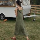Polka Dot Shoulder-tie Midi Dress