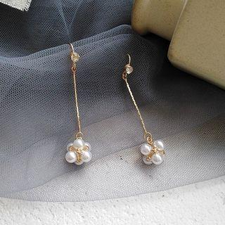 Faux Pearl Rhinestone Dangle Earring 1 Pair - Hook Earring - Gold - One Size