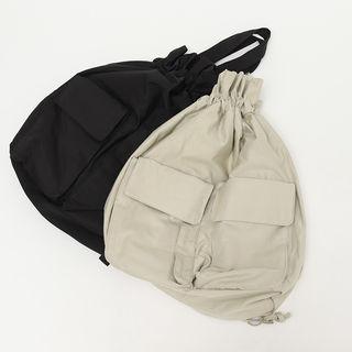 Flap-pocket Drawcord Backpack