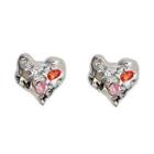 Irregular Heart Earrings Silver - One Size