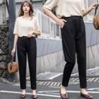 Elastic Waist Cropped Straight-fit Pants