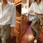Dip-back Cotton Shirt White - One Size