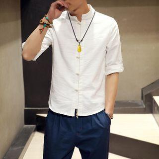 Elbow-sleeve Frog-buttoned Shirt