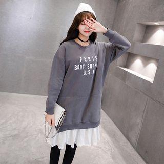 Lettering Mock Two-piece Pullover Dress