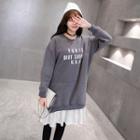 Lettering Mock Two-piece Pullover Dress