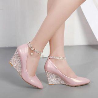 Wedge Heel Floral Print Sandals