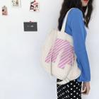 Striped Lettering Canvas Tote Bag As Shown In Figure - One Size