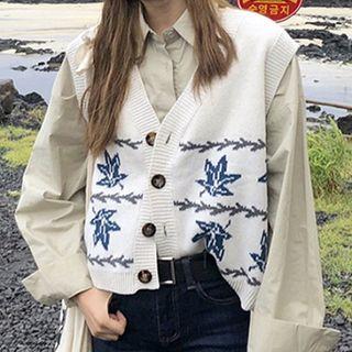 Picture Sleeveless Knit Cardigan