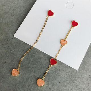 Non-matching 925 Sterling Silver Heart Dangle Earring