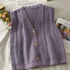 Button-up Crop Knit Vest In 5 Colors