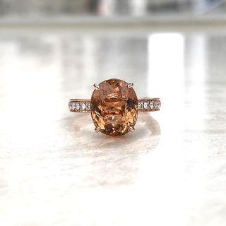 18k Rose Gold Classic Design Ring Set With Colorstone, Diamond 5.75