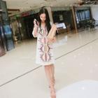 3/4-sleeve Mini Embroidered Dress