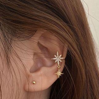 Rhinestone Star Dangle Earring 1 Pc - Left Side - Gold - One Size