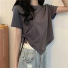 Short-sleeve Drawstring Asymmetrical T-shirt