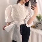 Puff Sleeve Perforated Blouse