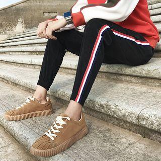 Contrast Trim Corduroy Jogger Pants