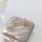 Heart Alloy Earring 1 Pair - 925silver Earrings - Gold - One Size