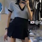 Short-sleeve Polo Shirt / Slit Mini A-line Skort