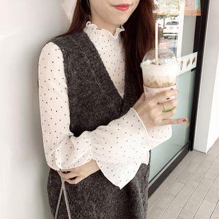 Long-sleeve Polka Dot Top