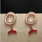 Glaze Hoop Mermaid Tail Dangle Earring 1 Pair - Red & White - One Size