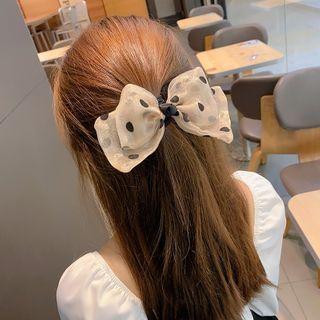 Polka Dot Mesh Bow Hair Tie / Hair Clip