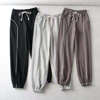 Contrast Trim High-waist Wide-leg Jogger Sweatpants
