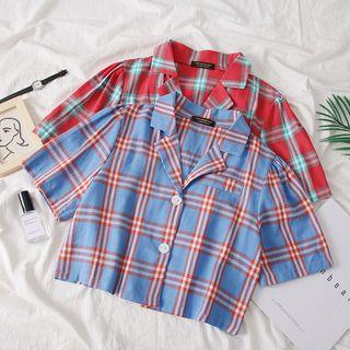 Plaid Lapel Crop Shirt