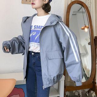 Contrast-trim Hooded Windbreaker