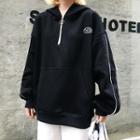 Contrast-trim Half-zip Hoodie