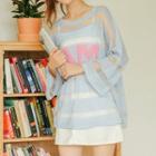 Lettering Striped Loose-fit Knit Top