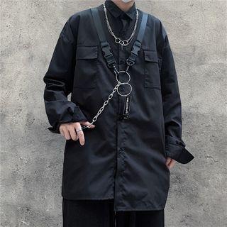 Plain Long-sleeve Shirt / With Chain
