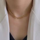 Stainless Steel Layered Choker E128 - Gold - One Size
